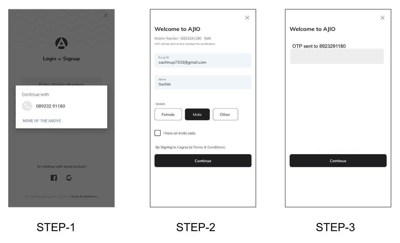 The 3-step sign-up flow