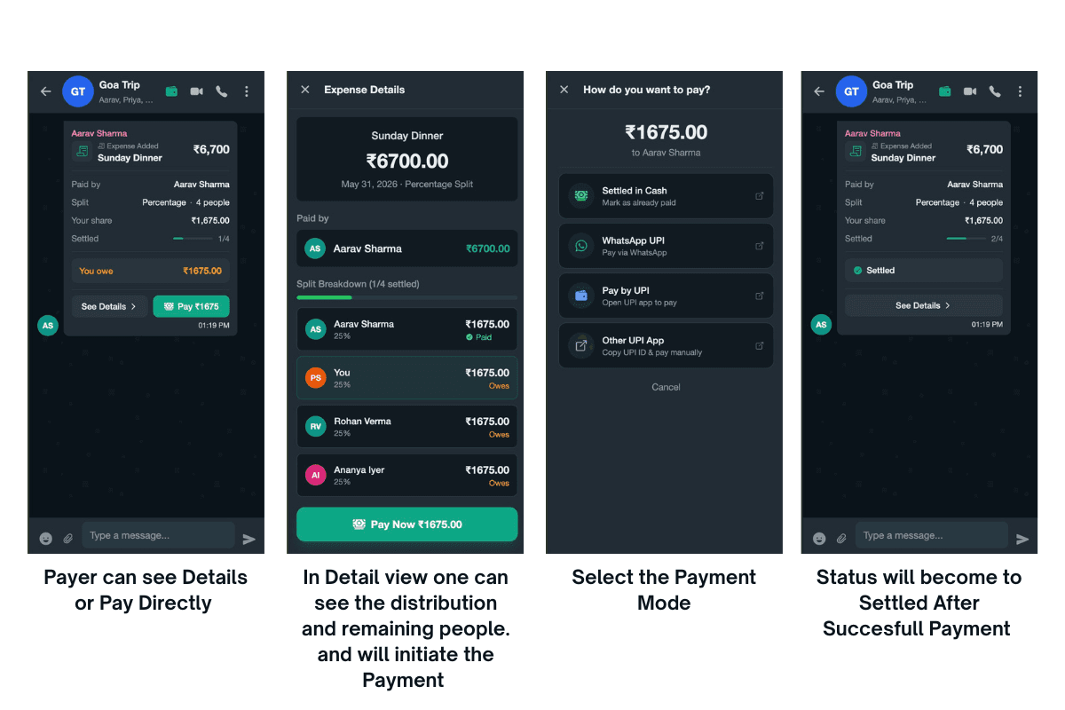Expense Detail & Settlement flow UI